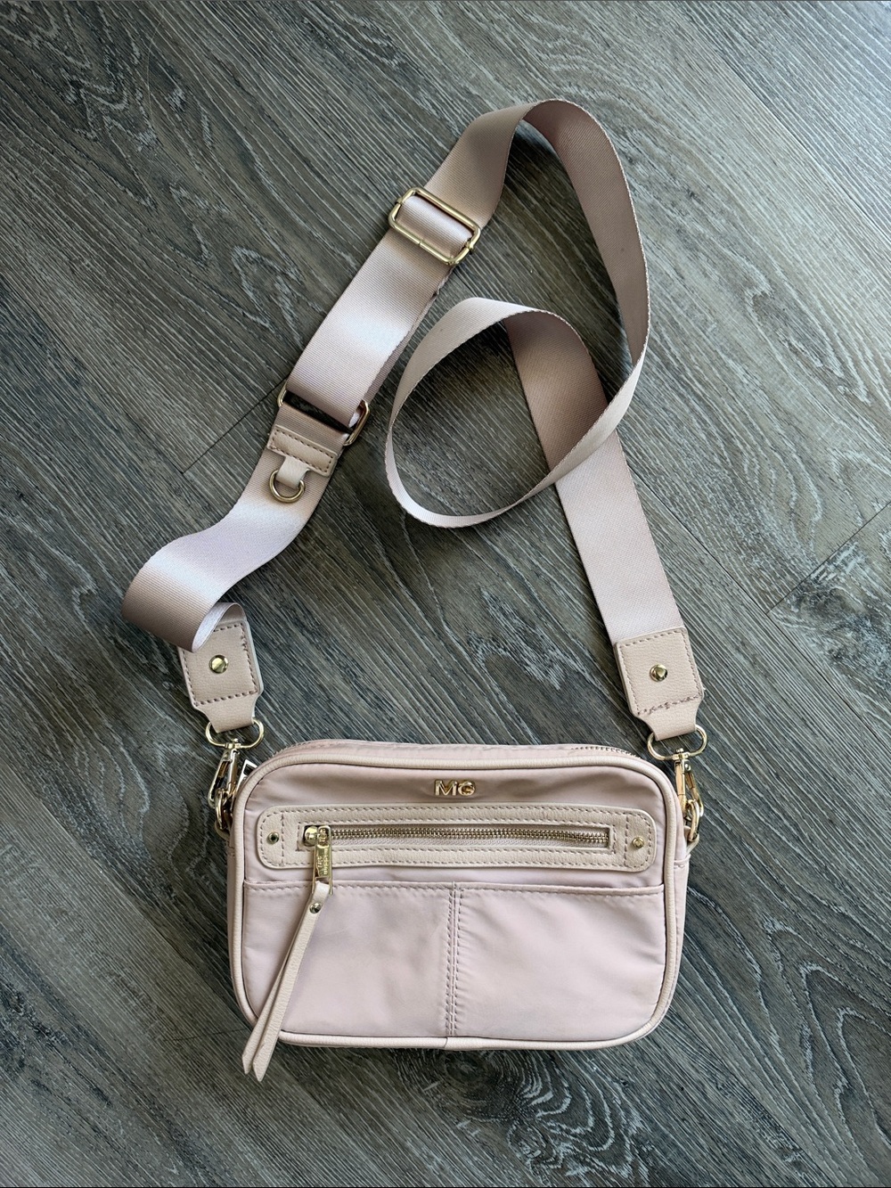 Madden Girl Nude Beige Crossbody Bag with Wide Adjustable Strap